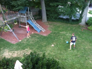 Ryan and Riley play soccer